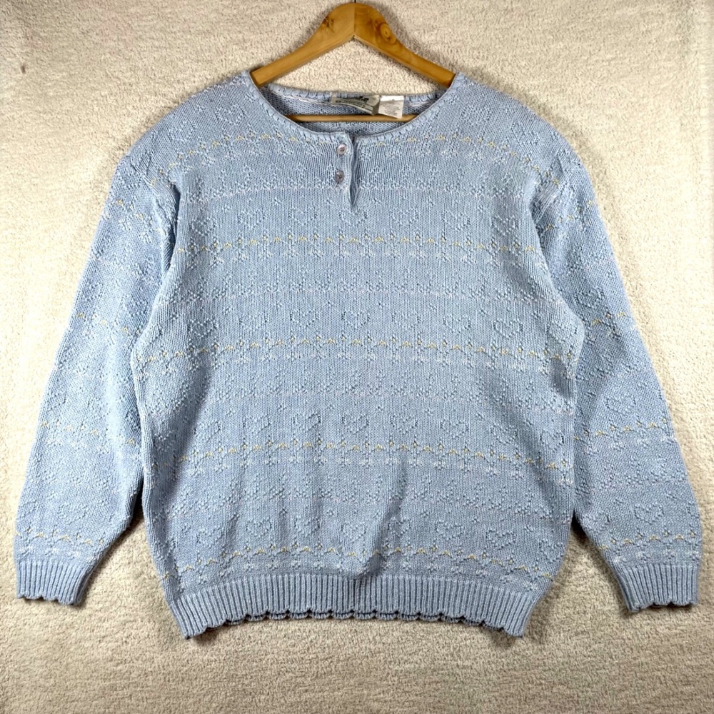vtg 90s northern reflections parkhurst canada heart sweater L cottagecore granny